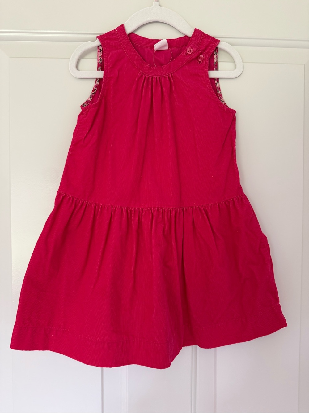 GAP Bright Pink Sleeveless Corduroy Dress
